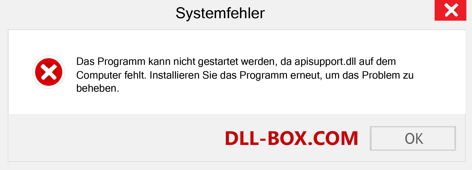 apisupport.dll-Datei fehlt?. Download für Windows 7, 8, 10 - Fix apisupport dll Missing Error unter Windows, Fotos, Bildern