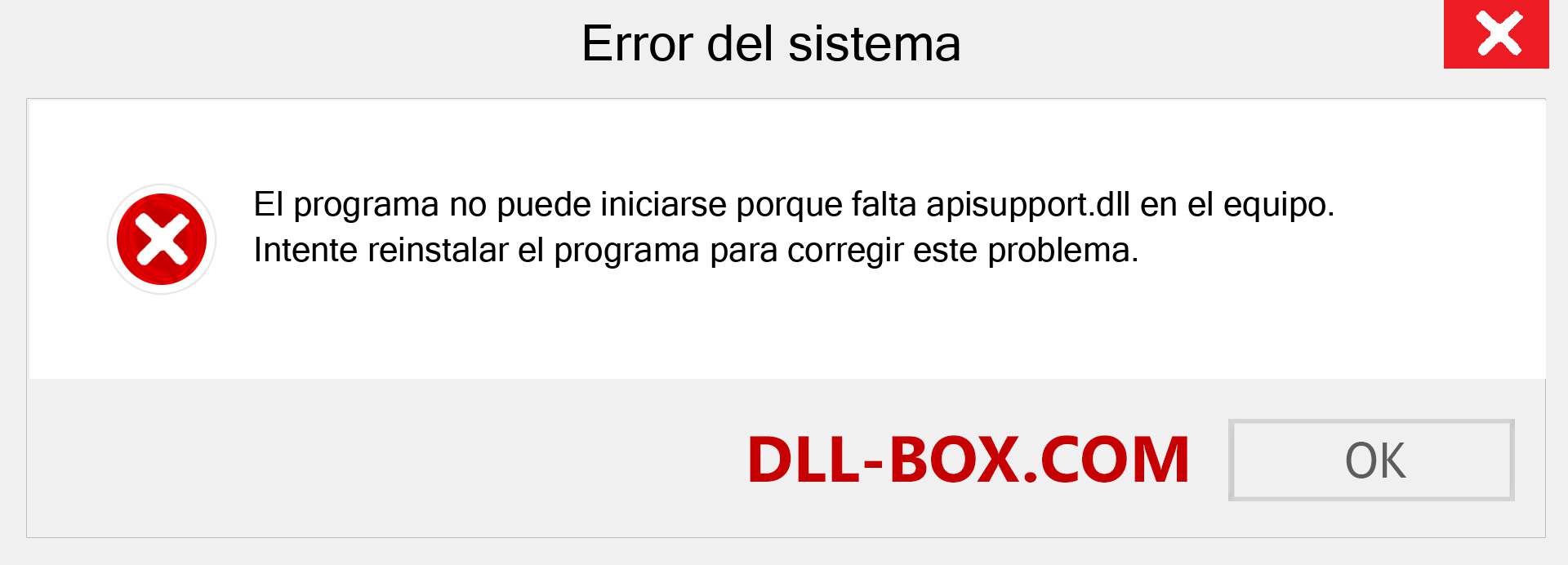 ¿Falta el archivo apisupport.dll ?. Descargar para Windows 7, 8, 10 - Corregir apisupport dll Missing Error en Windows, fotos, imágenes