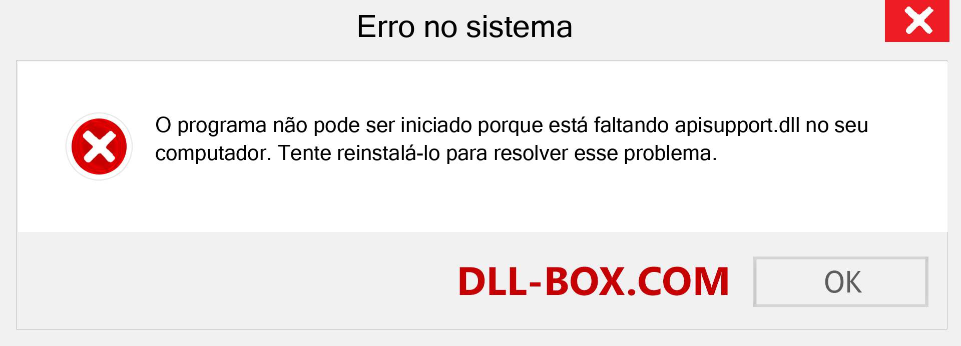 Arquivo apisupport.dll ausente ?. Download para Windows 7, 8, 10 - Correção de erro ausente apisupport dll no Windows, fotos, imagens